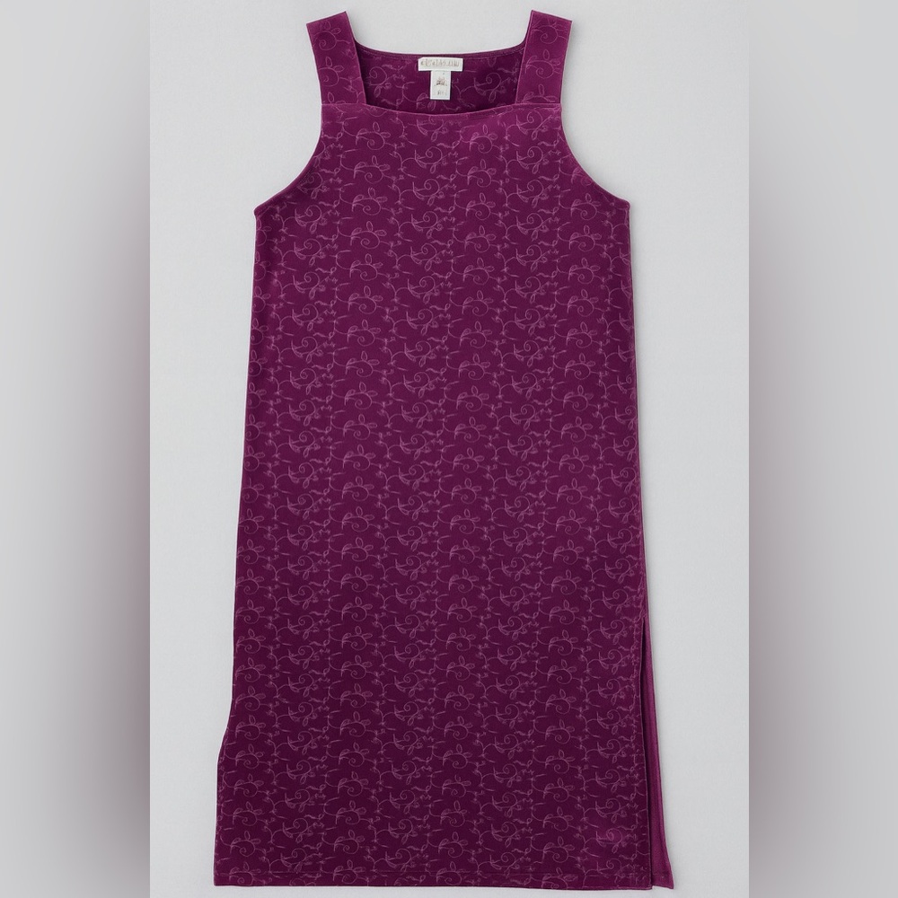 Claudia D. XL Purple Stretch Velvet Dress - Sleeveless Floral Scroll Maxi NWT